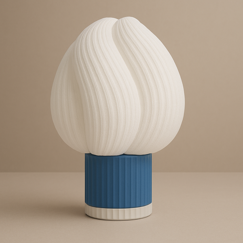 Fiora Weiß-Blau – Handgemachte frische Designlampe