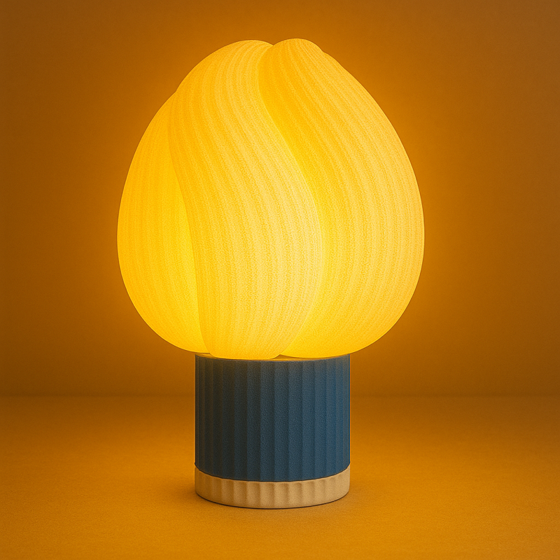 Fiora Weiß-Blau – Handgemachte frische Designlampe
