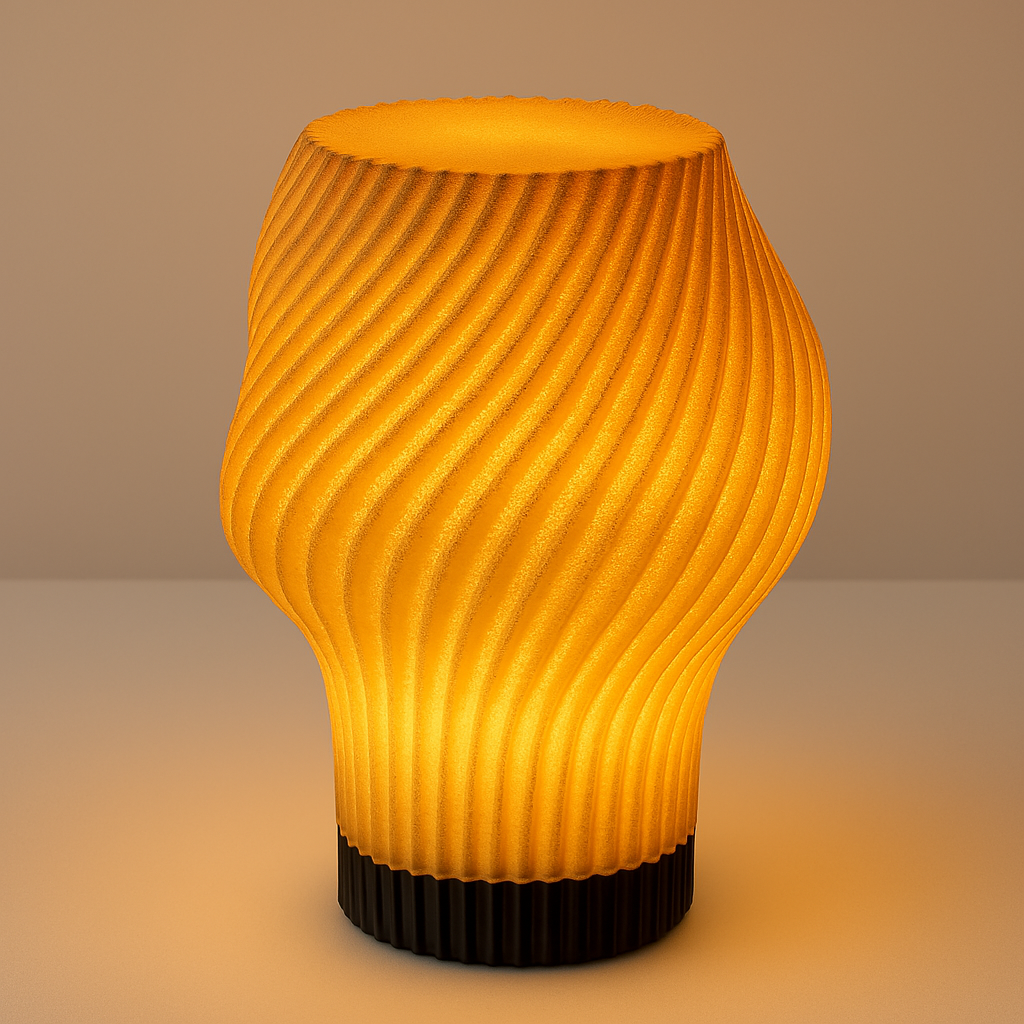 Lyra Gold – Edle goldene Tischlampe | Handgefertigte Wohnkunst