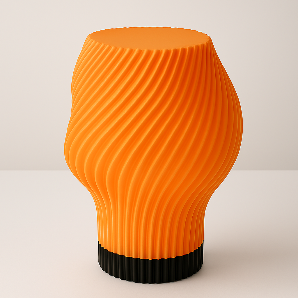 Lyra Orange – Lebendige orange Tischlampe | Handgefertigtes Wohnaccessoire