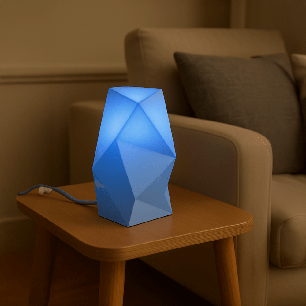 Astra Tischlampe – Geometrisches Design in blau