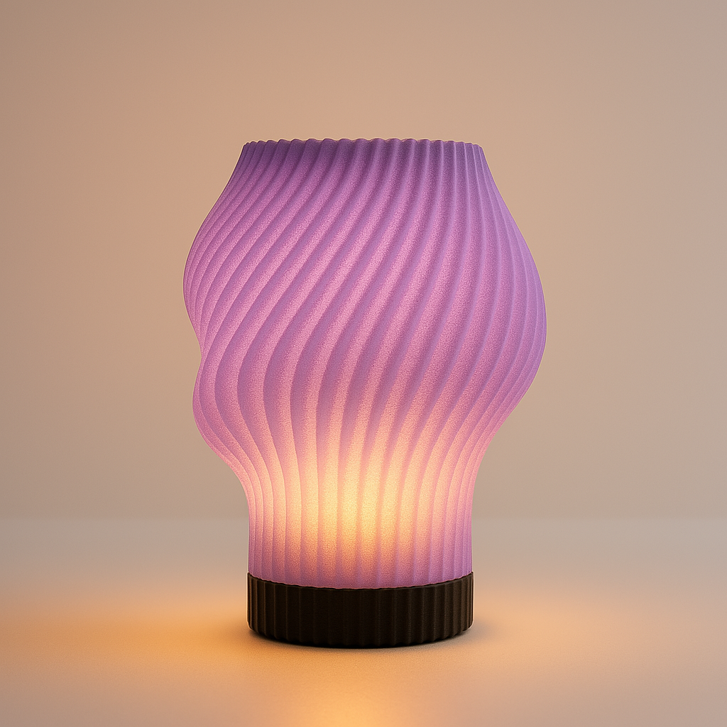 Lyra Lila – Lámpara de mesa hecha a mano en color lila | Diseño moderno