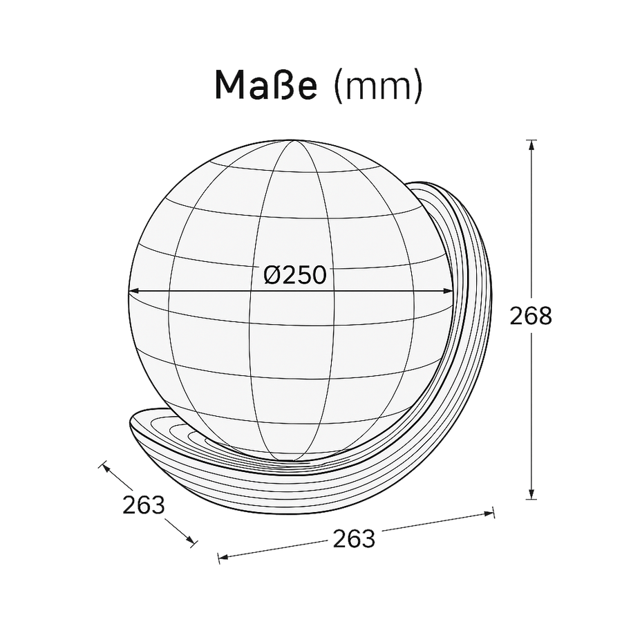A lamp shade drawn in cross-section, its wall measured