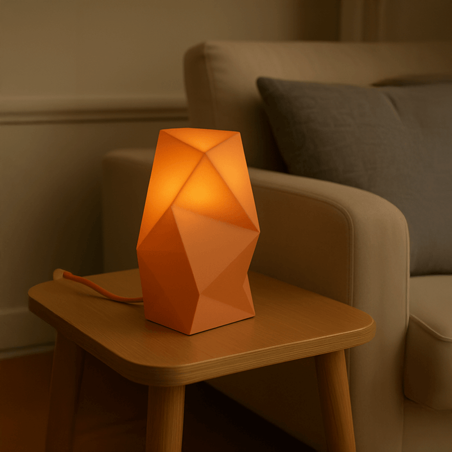 Astra Table Lamp – Geometric Design in Terracotta Orange